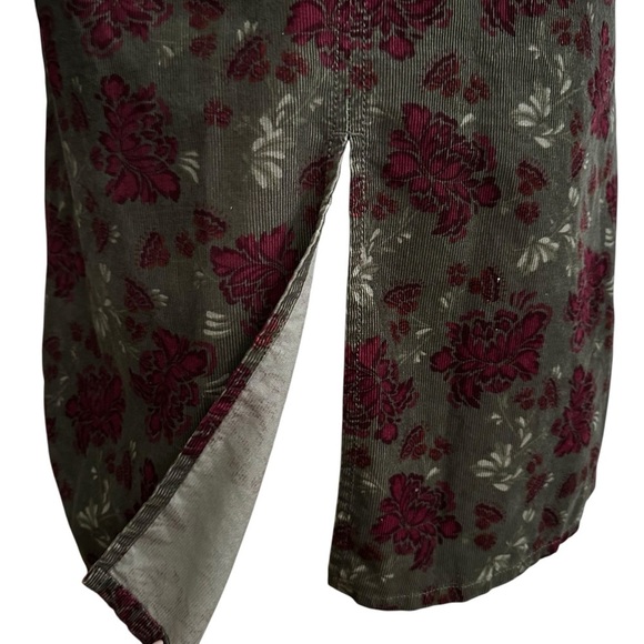 EDDIE BAUER Corduroy Dark Green Floral MIDI Skirt Granny Chic Western Retro 2 - Picture 7 of 14
